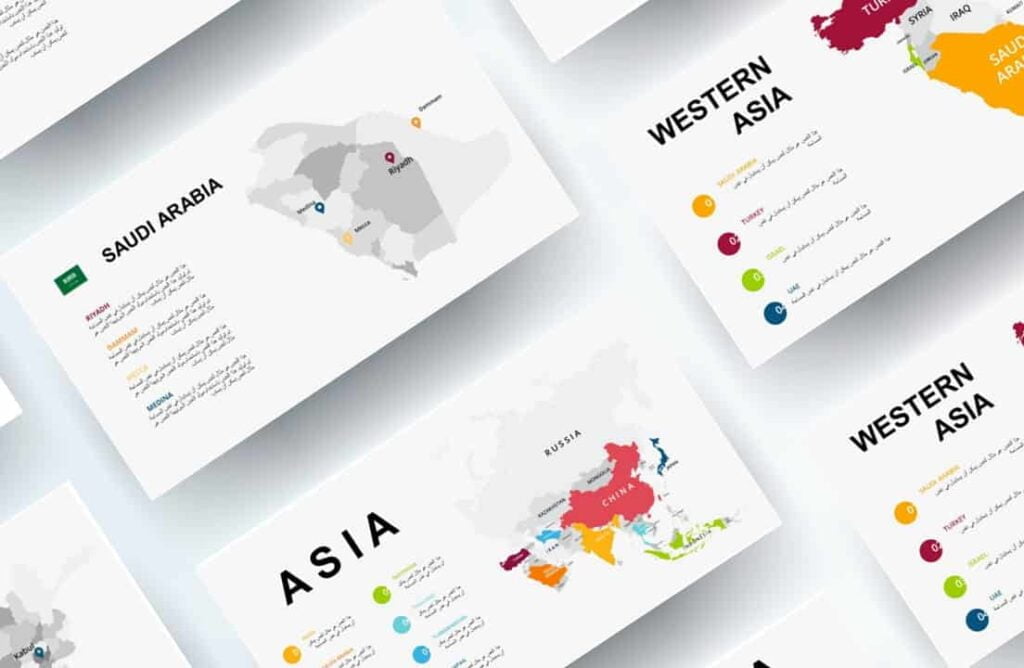 Karten asiatischer und australischer Länder