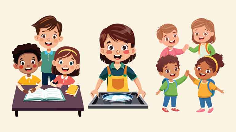 Zeichnungen zum Thema Zusammenarbeit für Kinder
