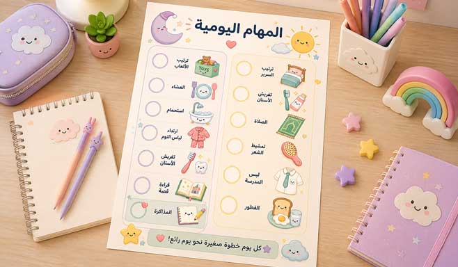 جدول المهام اليومية للاطفال