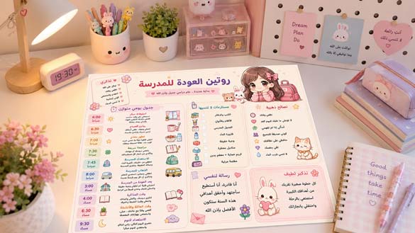 جدول يومي لتنظيم الوقت للبنات للدراسة