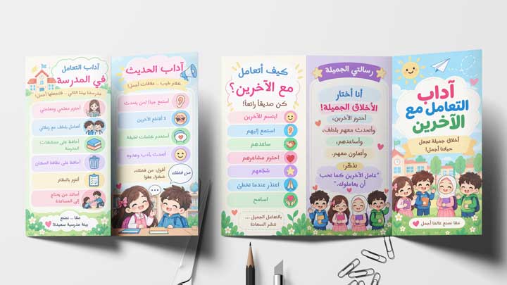 مطوية اداب التعامل مع الاخرين ابتدائي